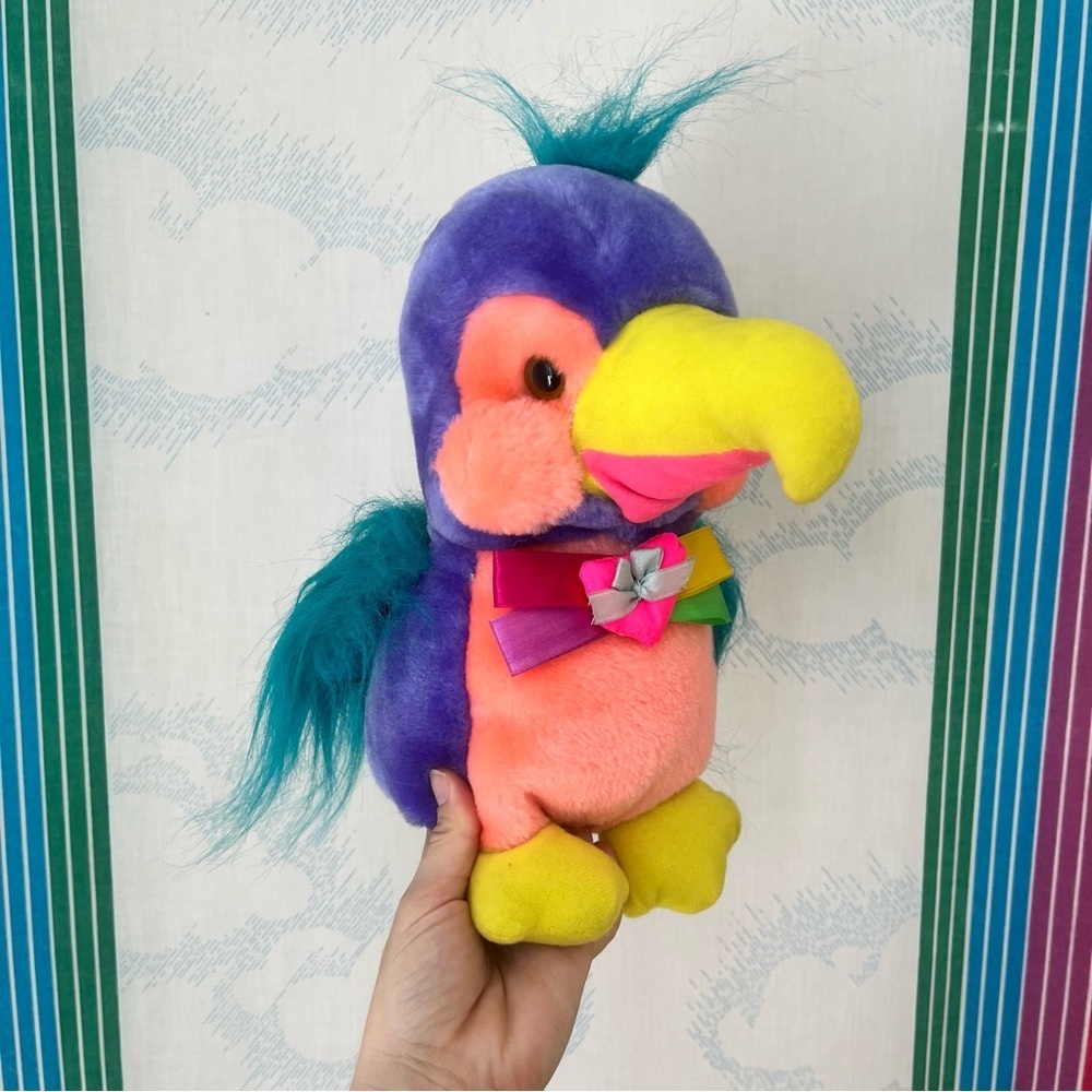 VINTAGE 90s tropical bird plush